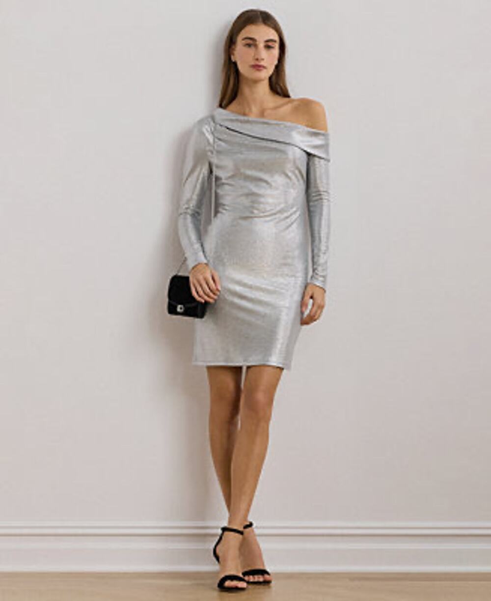 Ralph Lauren Women's Metallic Off-the-Shoulder Cocktail Dress NWT